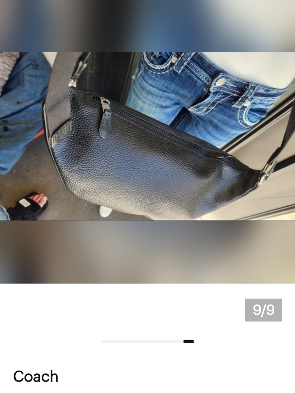 Coach Black Leather Belt Bag with Logo Patch - Picture 8 of 8